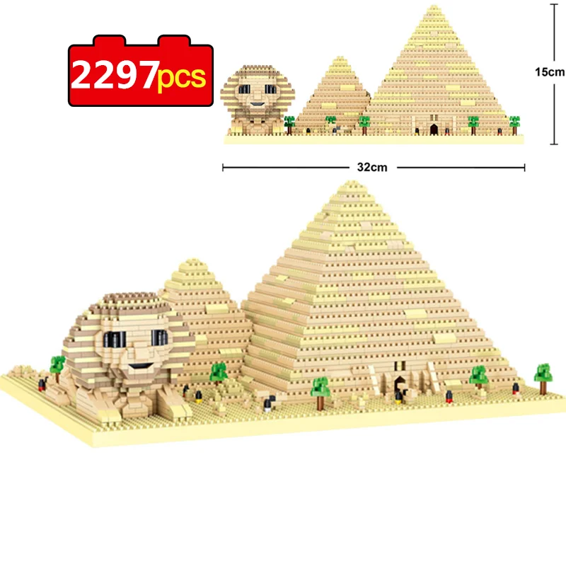 

2297pcs World Famous Architecture Diamond Mini Building Blocks Egyptian Pyramid Sphinx Micro Blocks Bricks Toys For Children