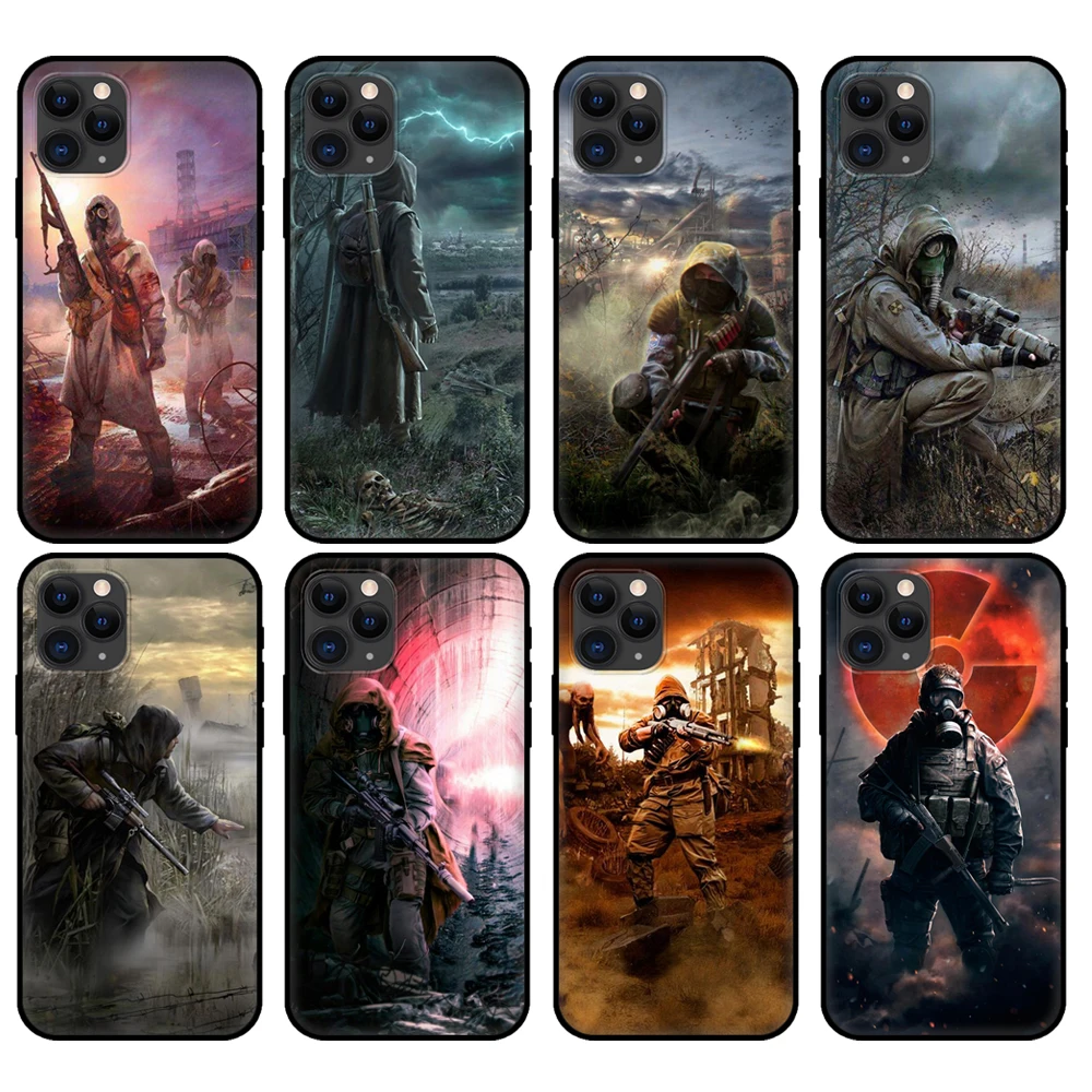 

Black tpu case for iphone 5 5s se 2020 6 6s 7 8 plus x 10 XR XS 11 12 mini pro MAX back cover Stalker Clear Sky