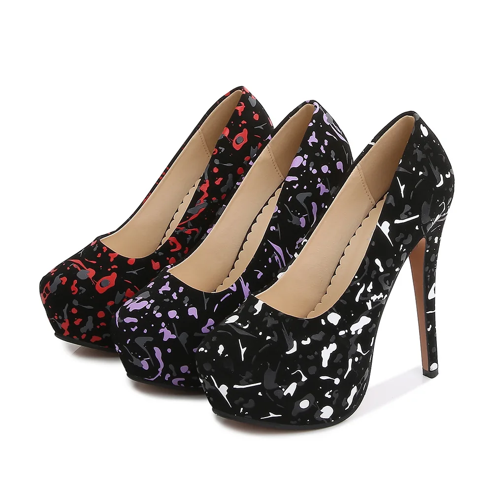 

2023 New catwalk large waterproof platform high heel shoes shallow mouth single shoes party shoes fashionable women's shoes 46
