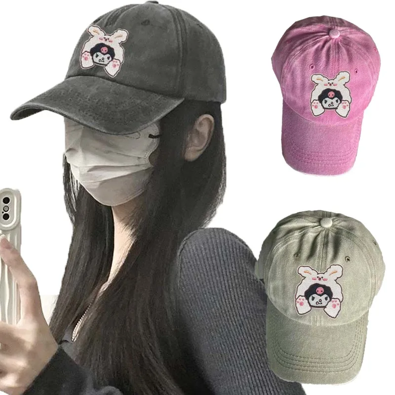 

Kawaii Sanrio, Hello Kitty бейсболки Kuromi почтовые My Melody Animes регулируемые джинсовые шляпы модные кепки Skullies аксессуары