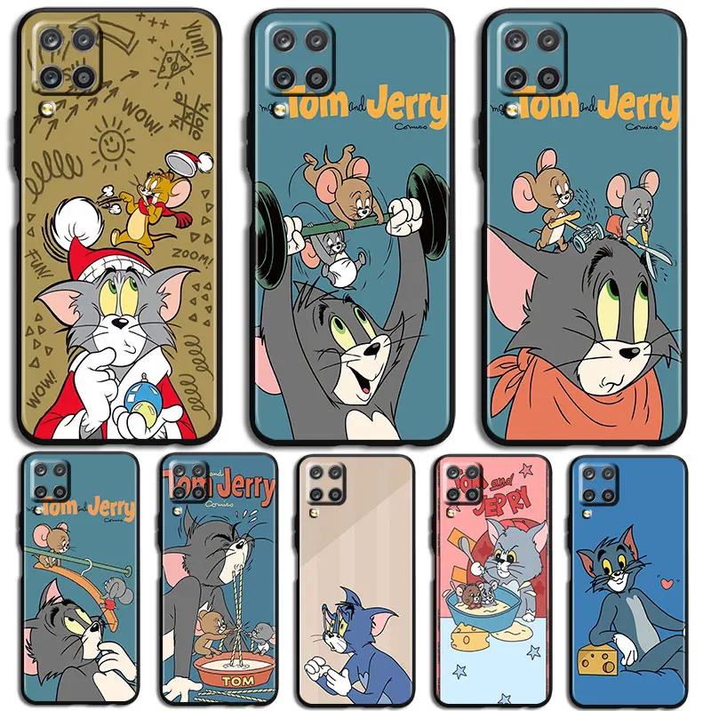 

Tom Jerry Cat Mouse Phone Case For Samsung Galaxy A10 A20 A30 A2 Core A40 A50 S E A60 A70S A70 A80 A90 Black luxury Funda Cover