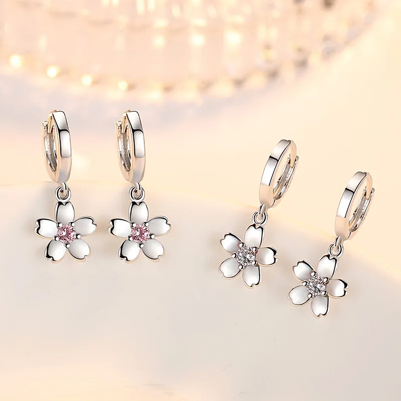 

High Quality Earrings Jewelry Woman Fashion New Pink Crystal Zircon Retro Flower Style Hot Earrings Accessories Pendientes Mujer