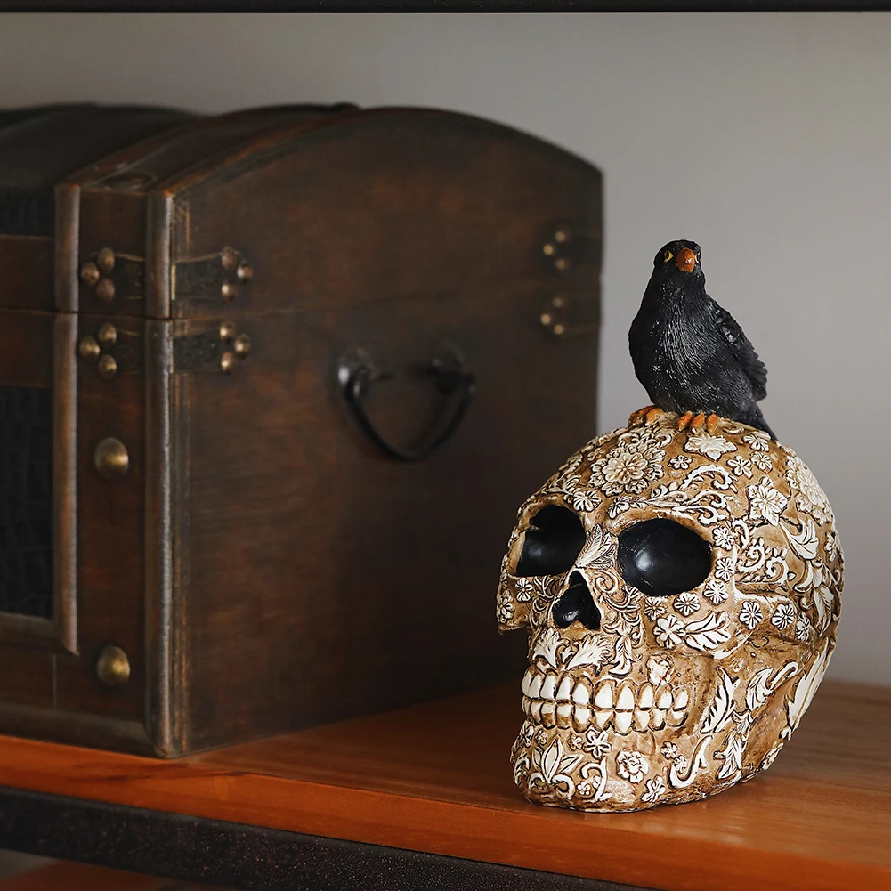Retro Skull Skeleton Head Model Gothic Halloween Style Photo Prop Home Event Party Decoration Game Supplies |