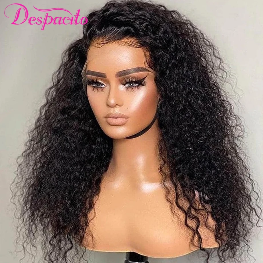 

Kinky Curly HD Transparent Lace Frontal Wig Brazilian Full Lace Front Human Hair Wigs For Women Cheaper Natural Wig Despacito