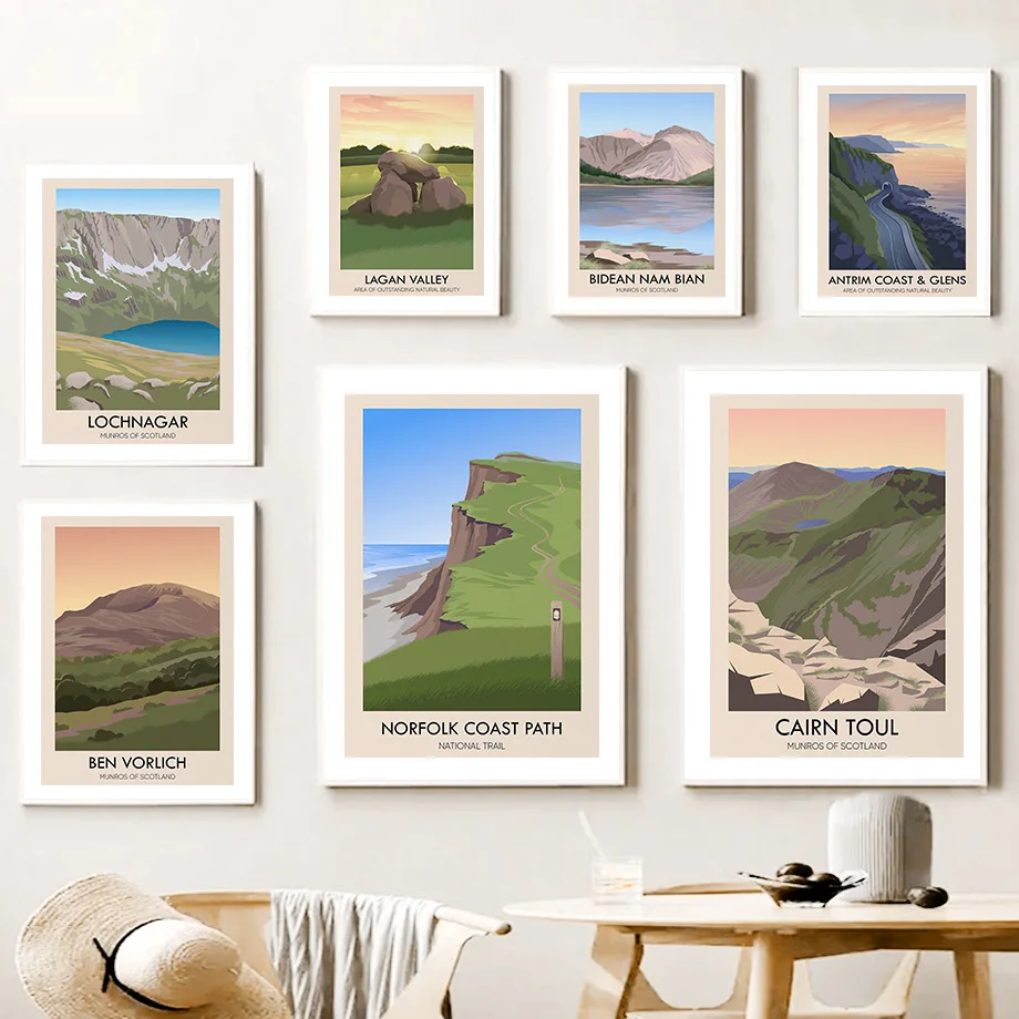 

Mountain Coast Path Bridge Forest Natural Wall Art Canvas Painting Nordic Posters And Prints Wall Pictures For Living Room Decor