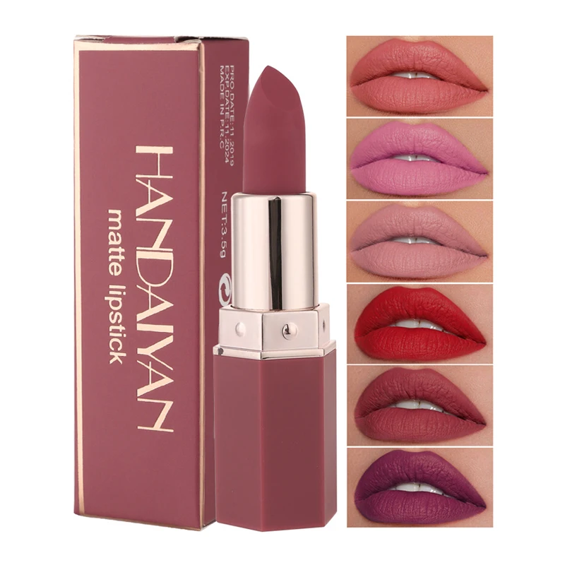 Матовая водостойкая бархатная нюдовая помада Handaiyan 6 цветов сексуальные красные