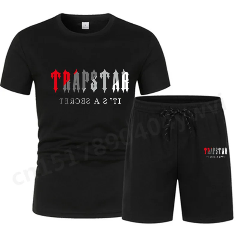 

Summer breathable quick-drying fitness men's two-piece sportswear casual Trapstar short-sleeved T-shirt and drawstring shorts