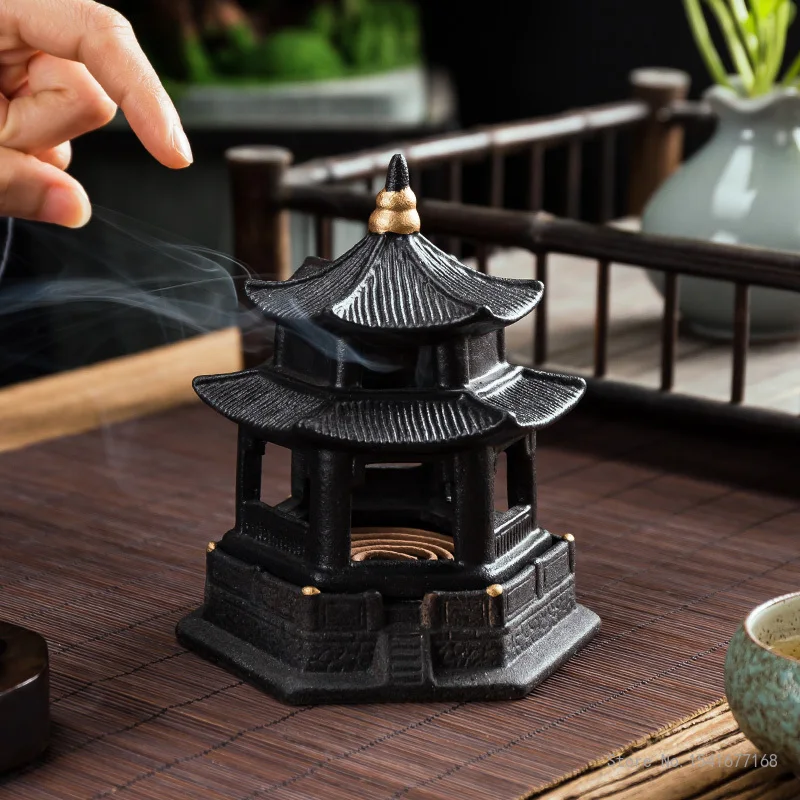 

Creative Hexagonal Pavilion Aromatherapy Furnace Home Indoor Incense Burner Zen Tea Ceremony Desktop Decoration Incense Burner