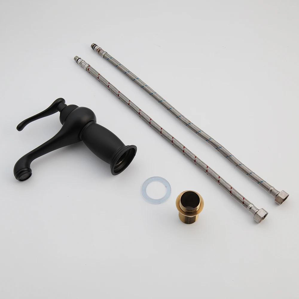 Матовый черный смеситель для раковины в ванной комнате монтируемый на палубе