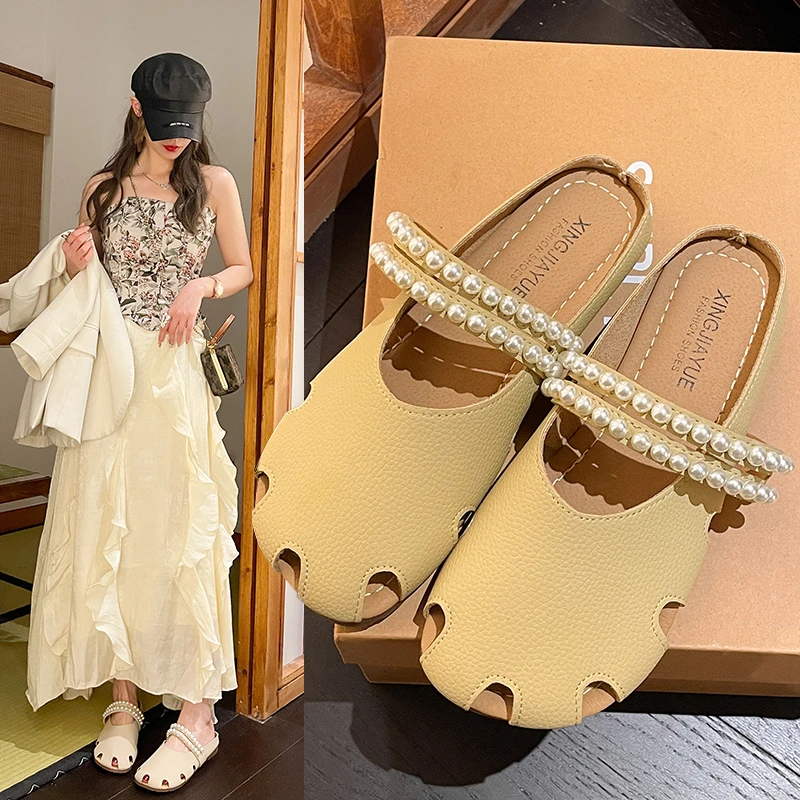 

Baotou half slippers female in the summer of 2023 the new comfortable flat fashion heelless shoes joker lazy person sandals