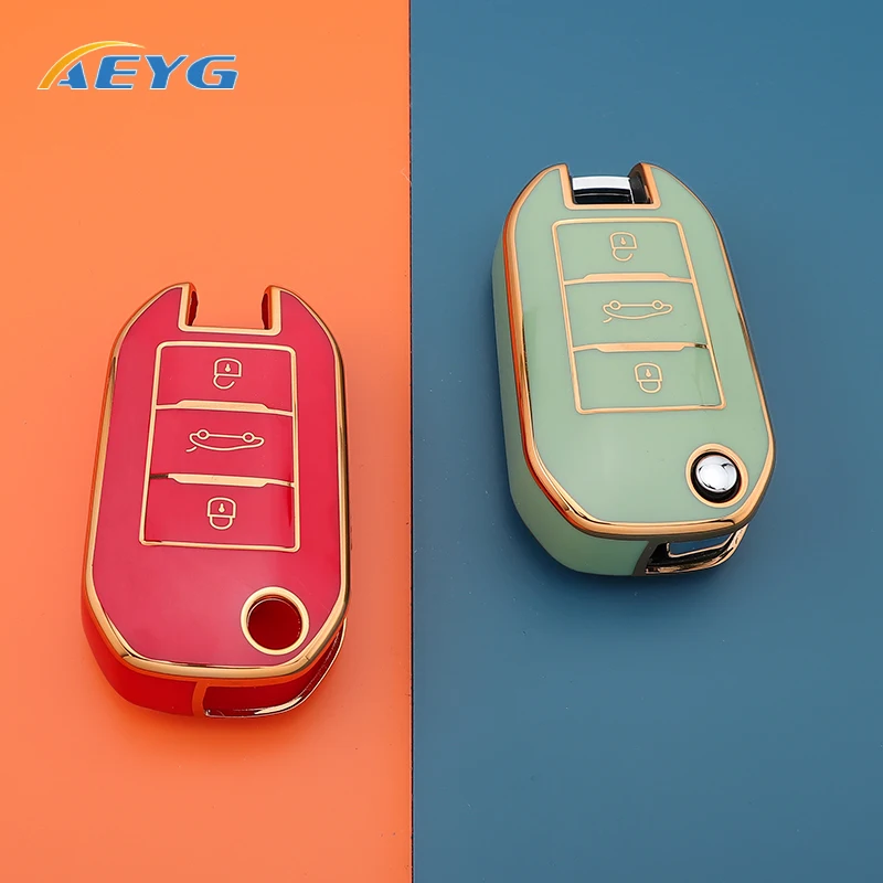 

Soft TPU Car Flip Key Case Cover Shell Fob For Peugeot 208 3008 308 508 408 2008 307 4008 301 For Citroen C3 C4 C6 CACTUS C8 C4L