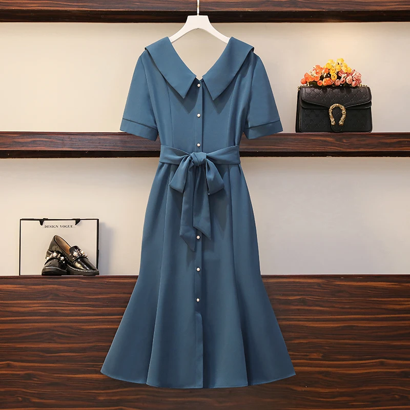 Женское платье-Русалка с бантом и V-образным вырезом