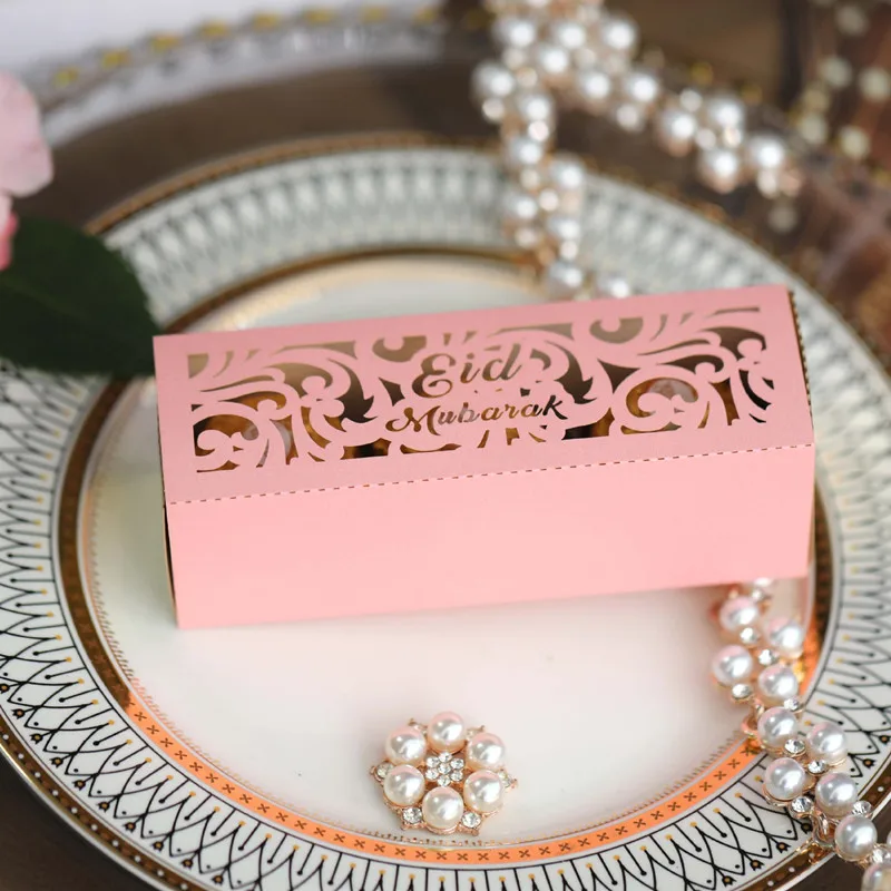 

5pcs Eid Mubarak Candy Dragee Packaging Paper Gift Box Muslim Islamic Ramadan Decorations for Home Aid Mubarak Party Supplies