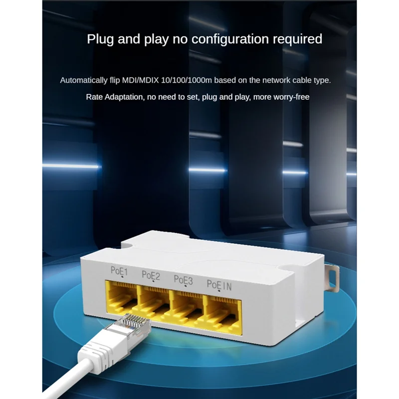 4-портовый гигабитный удлинитель POE 1000M повторитель сетевого коммутатора 1–3