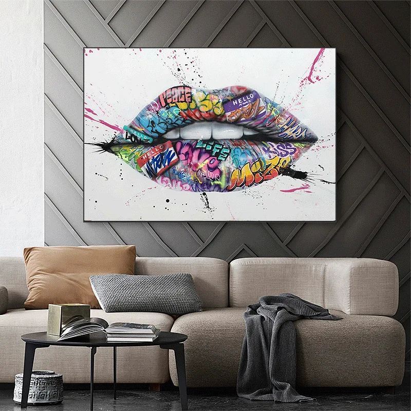 

Wall Art Decoration Graffiti Color Mouth Decoration Painting Living Room Bedroom Mural Home Decoration Painting Room Decoration