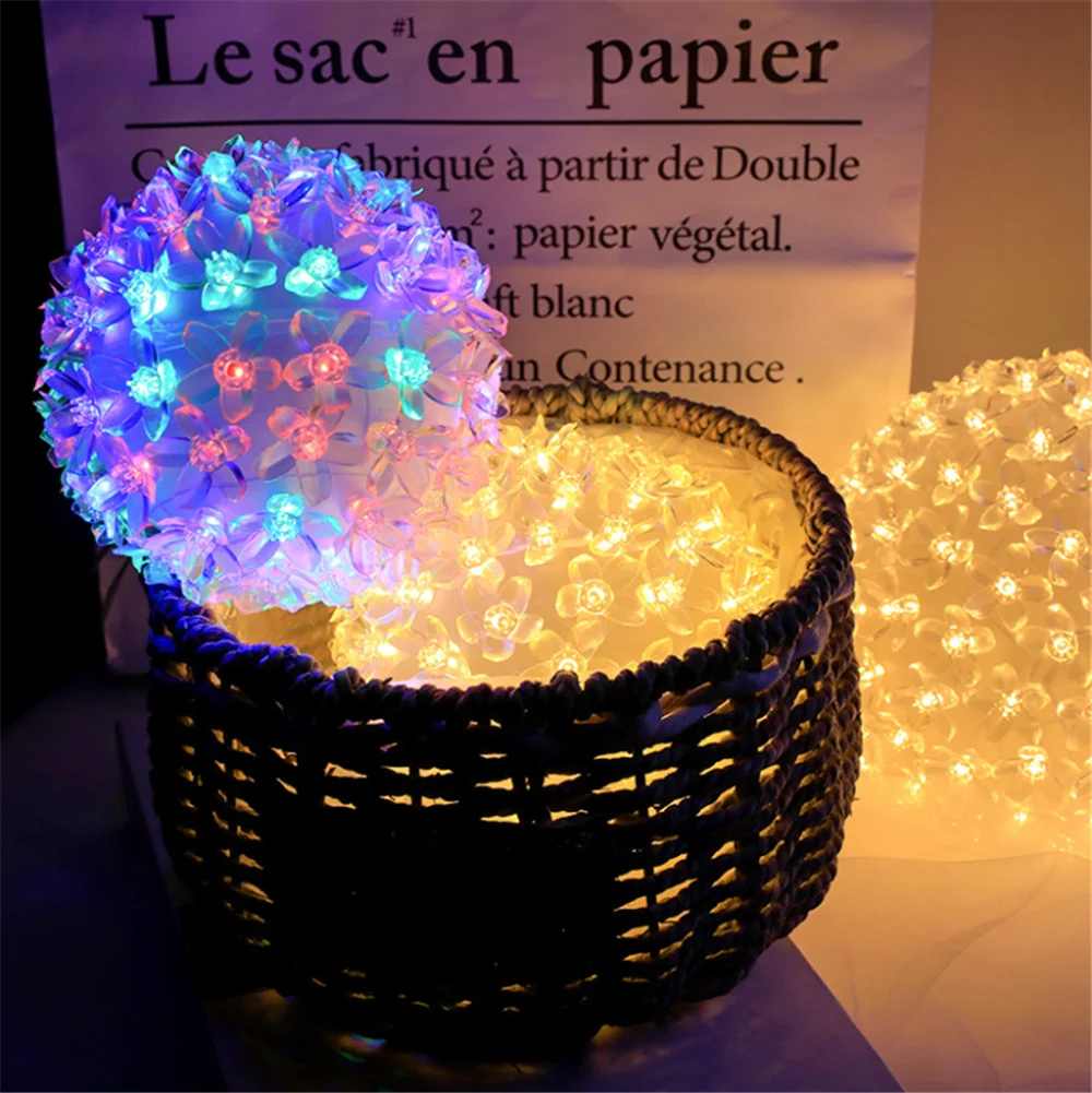 

Dia 10cm 20cm 25cm LED Waterproof Cherry Blossom Ball Lamp Christmas Decorative Flower Ball Hanging Lights For Party Home Decor