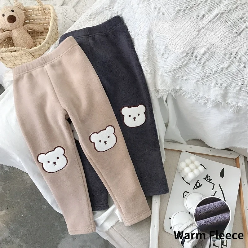 

Baby Girls Leggings Thick Warm Pants Kids Boy Solid Tights Lamb Fur Cashmere Plush Trousers Children's Clothing From 2 to 7 Year