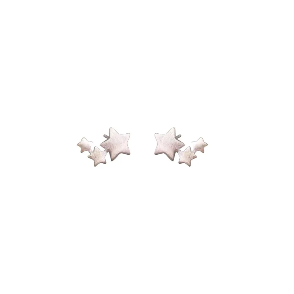 

Sterling Silver Star Brushed Stud Earrings Five-pointed Star Earrings