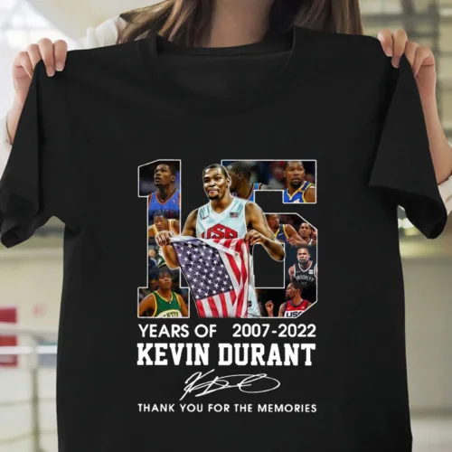 

15 years Kevin Durant thank you for the memories signature T-shirt