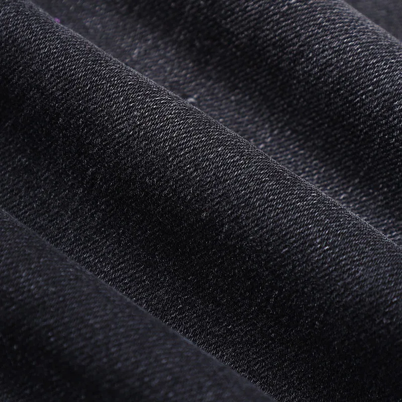 Luxury Brand Men's Jeans Classic Slim Fit Washable Cotton Stretch Skinny Trouser Hip Hop Ripped Purple Lining Patch Pencil Pants