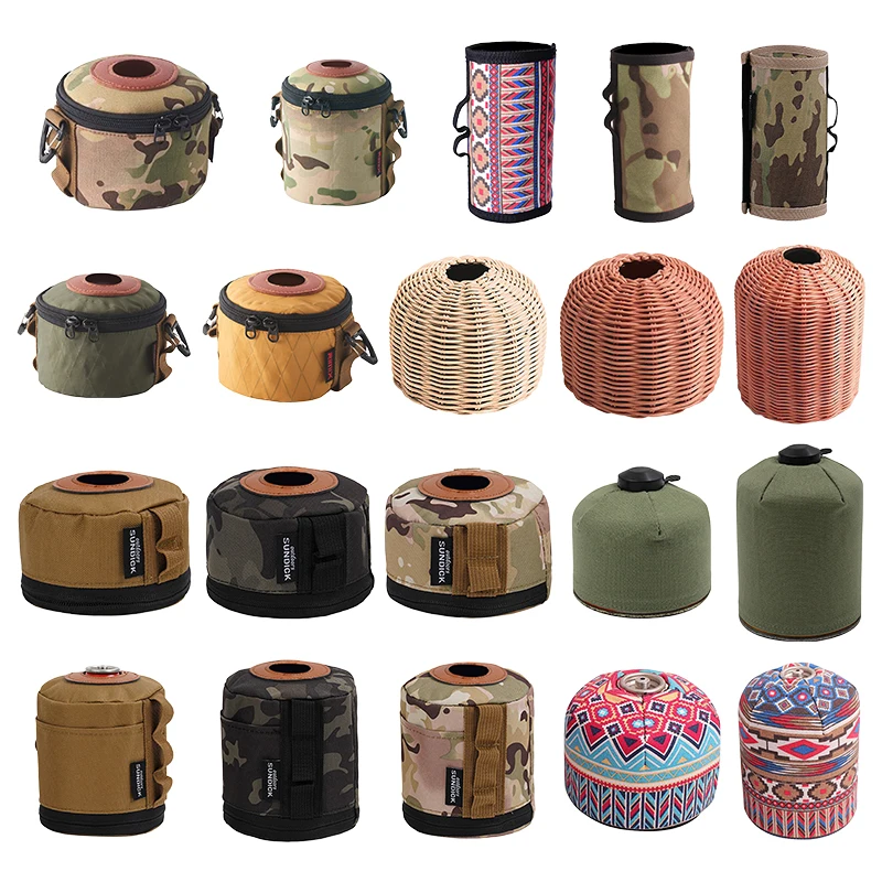 

Camping Gas Can Protective Cover Gas Tank Case Air Bottle Wrap Sleeve Tissue Box With Side Pocket Gas Canister Cylinder Case