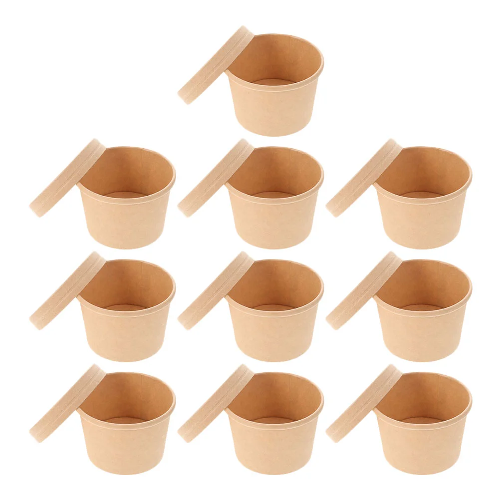 

Soup Paper Cups Kraft Containers Disposable Bowls Lids Ice Cream Cup Takeout Cardboard Porridge Bowl Salad Storage Yogurt