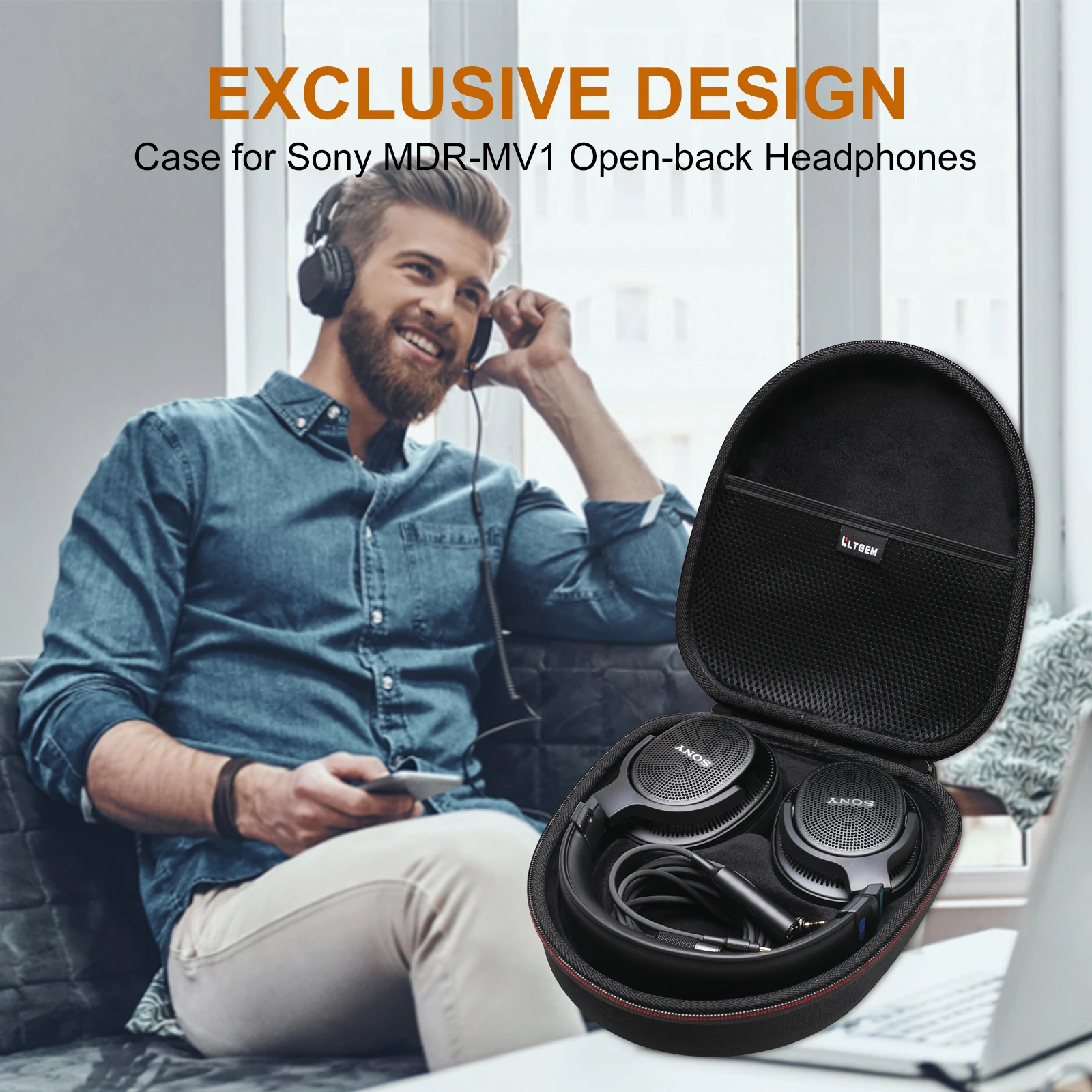 Фото Чехол для наушников LTGEM для Sony MDR MV1, сумка для хранения наушников с открытой спиной, аксессуары для наушников с открытой спиной №3