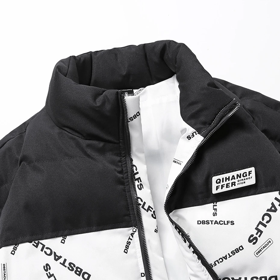 Winter Padded Jacket Men Fashion Patchwork Parkas Winter Thick Jackets Stand Collar Parkas Warm Coats Male Outdoor Outerwear