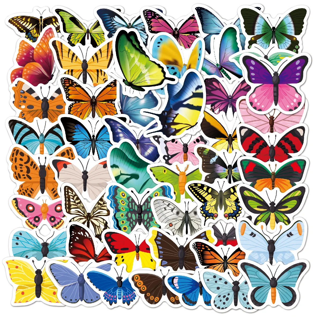 

50pcs Pack Butterfly Stickers for Laptop Skateboard Guitar Stationery Stickers DIY Fridge Car Bottle Decals Kids Toys