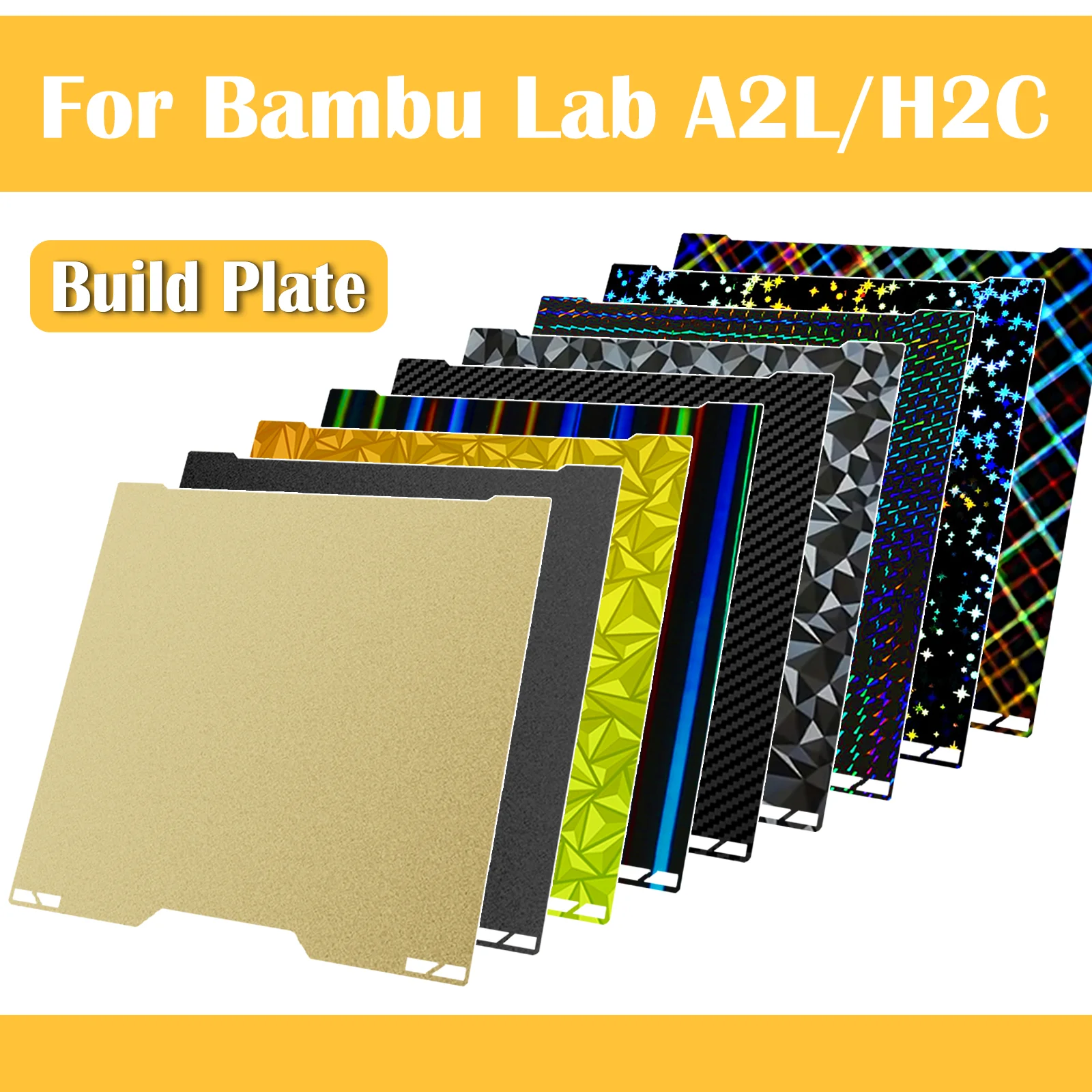 Фото Для Bambu Lab A2L H2C PEI Build Plate 335x325 мм, двусторонняя пленка из PET, PEO, PEY, H1H, магнитная пружинная стальная пленка H2C Spray №1