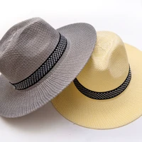 wide brim straw hat leisure summer cap jazz panama fedora fashion travel leisure sun hat for women men simple style dad hat gift