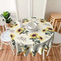 sunflower round tablecloth 60 inch plaid yellow floral tablecloth table cover wrinkle free floral tablecloth for kitchen dinning