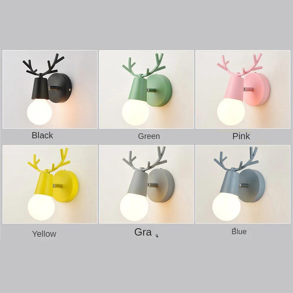 

7 Colors Wall Lamp Creative Antler Aisle Lighting Bedside Lamp Modern Minimalist Lamp Bedroom Bedside Nordic Deer Head
