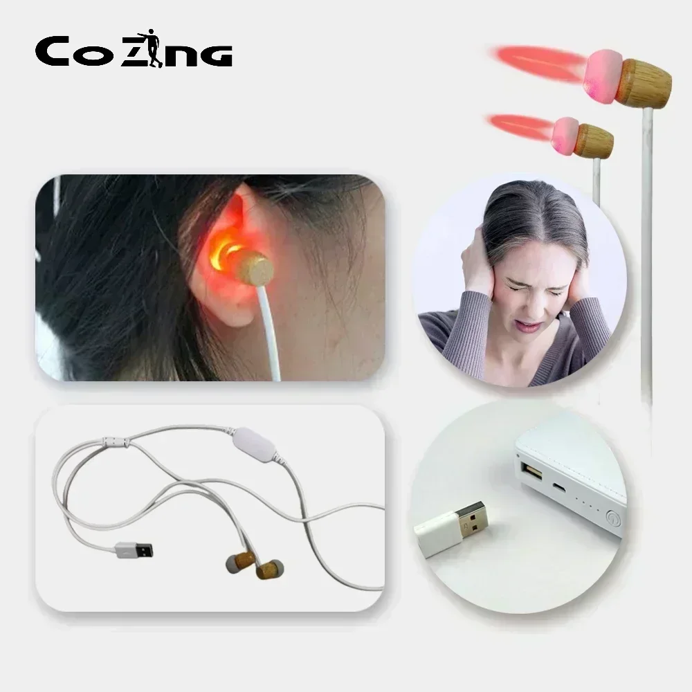 Tinnitus Treatment Ear Laser Therapy Relieving Hearing Loss Treat Deafness Earache Pain Ringing 650nm Red Light Earplug