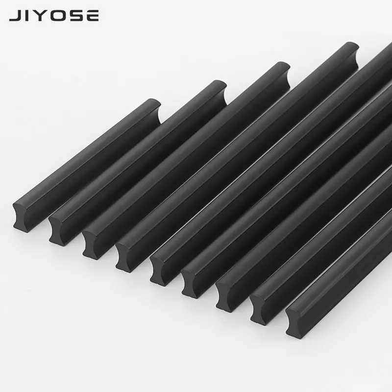 

JIYOSE Aluminum alloy Black Cabinet Handles Drawer Knobs Kitchen Cupboard Wardrobe Pulls Furniture Hardware