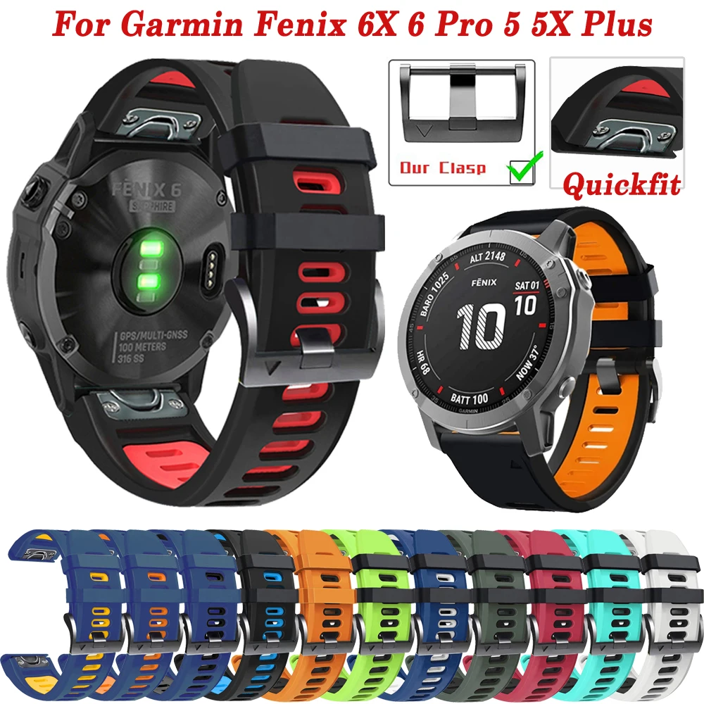 

26 22MM Watchband Bracelet For Garmin Fenix 7X 7 6 6X Pro 5 5X Plus Strap Silicone Quick Release Smart Watch Easyfit Band Correa