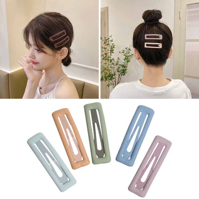 

4Pcs/set Fashion Hair Clip Frosted BB Hair Clips Hair Accessories Hollow Geometric Bobby Pin Alloy Hairpin Girls Sweet Headwear