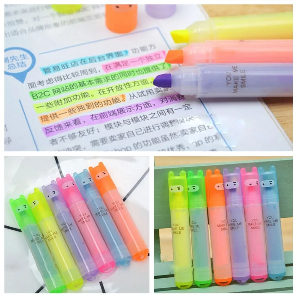 

6 Color/Set Mini Highlighter Marker Pens Office Students Stationery Supplies SP99