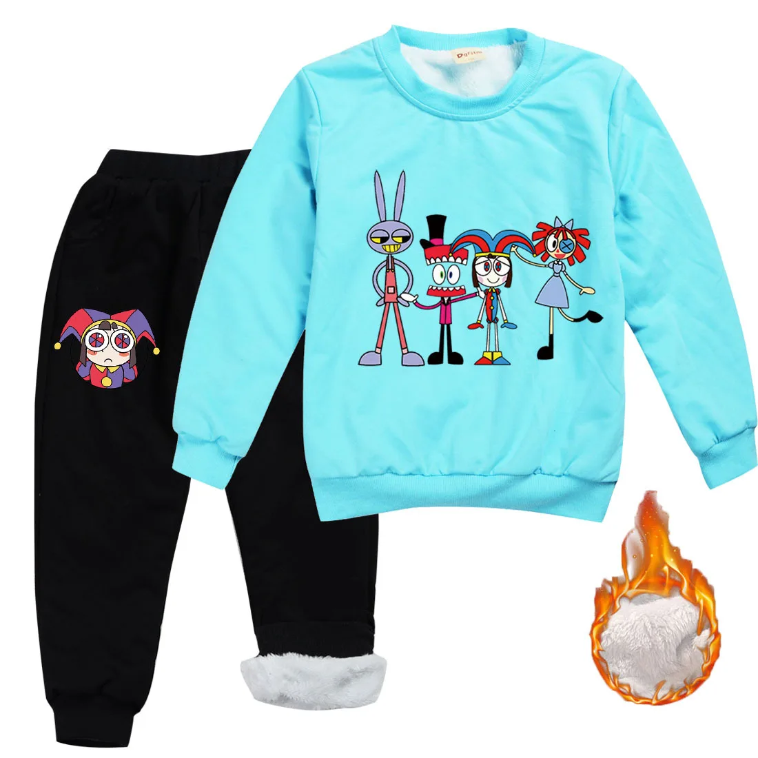Amazing Digital Circus Clothes Kids Winter Warm Plush Sweatshirts Pants 2pcs Sets Baby Girls Pomni &amp Jax Tracksuit Boys Clothing