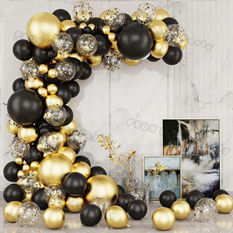 

Black Gold Balloon Garland Arch Kit Confetti Latex Baloon Graduation Happy 30th 40th Birthday Balloons Decor Baby Shower Favor