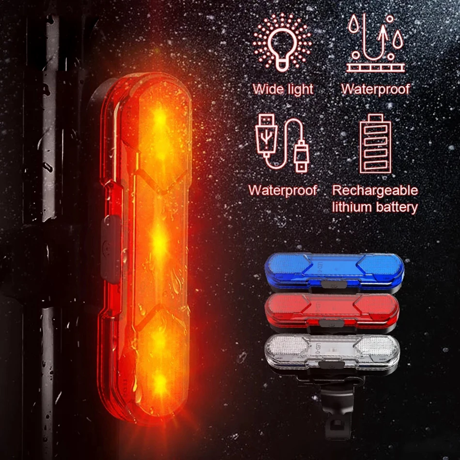 

Upgrade Bike Taillight Bicycle Rear Light High Brightness MTB Mountain Bike USB Rechargeable Lamp Warning Back Road Cycling