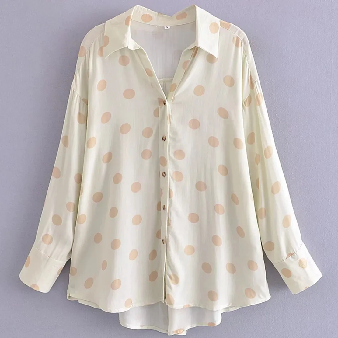 

Jenny&Dave England Style Summer Blouse Women Tops High Street Fashion Polka Dot Print Loose Casual Kimono Shirt