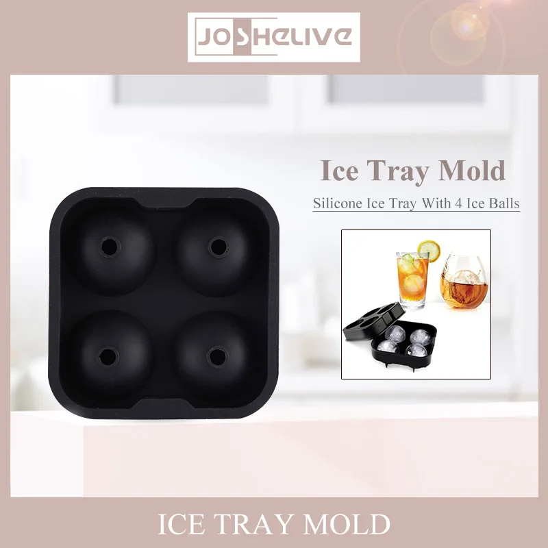 1pcs 4 Cell Maker 3D Silicone Mold Tray Whiskey Drink Ice-ball-making Gadget Kitchen/Bar Accessories | Дом и сад