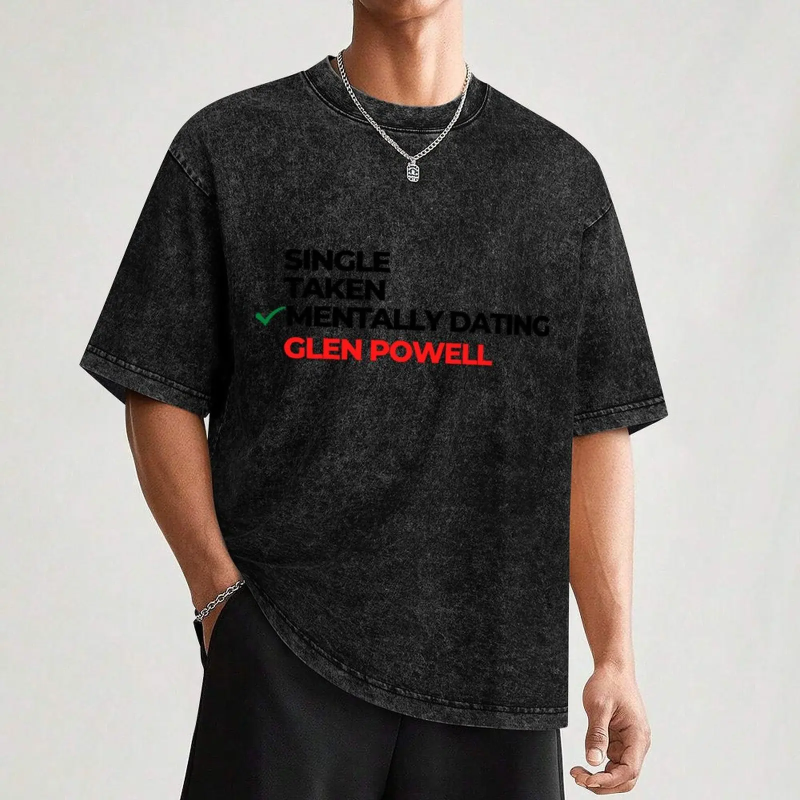 Футболка Ментально свидание Glen Powell мужская футболка для мальчиков эстетичная