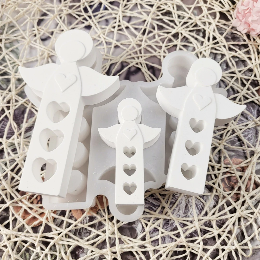 Ангельские семейные глиняные силиконовые формы DIY Рождественское сердце