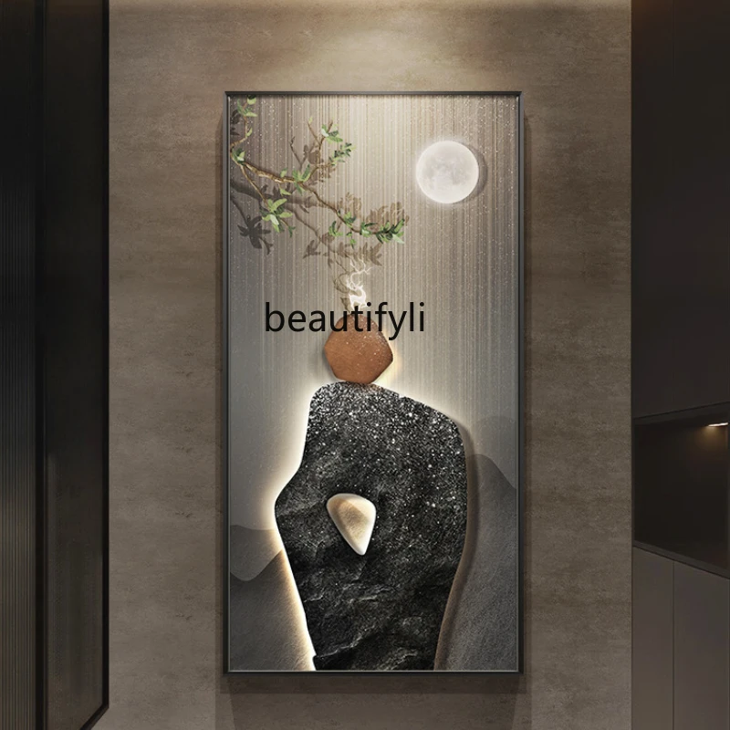 

Lucky Stone Entrance Painting Light Luxury High-Grade Home-to-Door Hanging Painting Meaning Good Vertical Living Room Mural