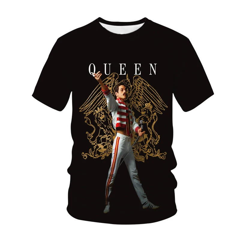 Freddie Mercury Queen Band T Shirt Men Women Fashion Oversized T-shirt Kids Boy Girl Hip Hop Tops Tees Retro Gothic Clothes Rock