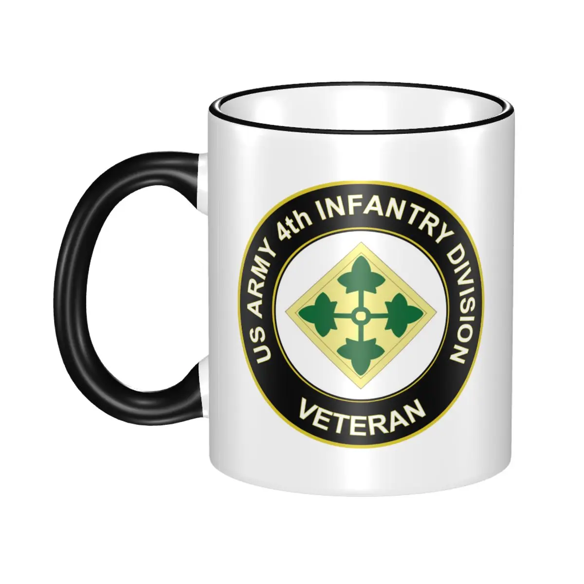 

2023 New Colors Coffee Mug U.S. Army 4th Infantry Division Veteran Mugs Cup 110z Ceramic Tea Milk Cup Gift