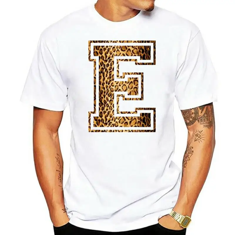 

Camiseta con estampado de leopardo para hombre y mujer, camisa con estampado de letras y nombre, con texto