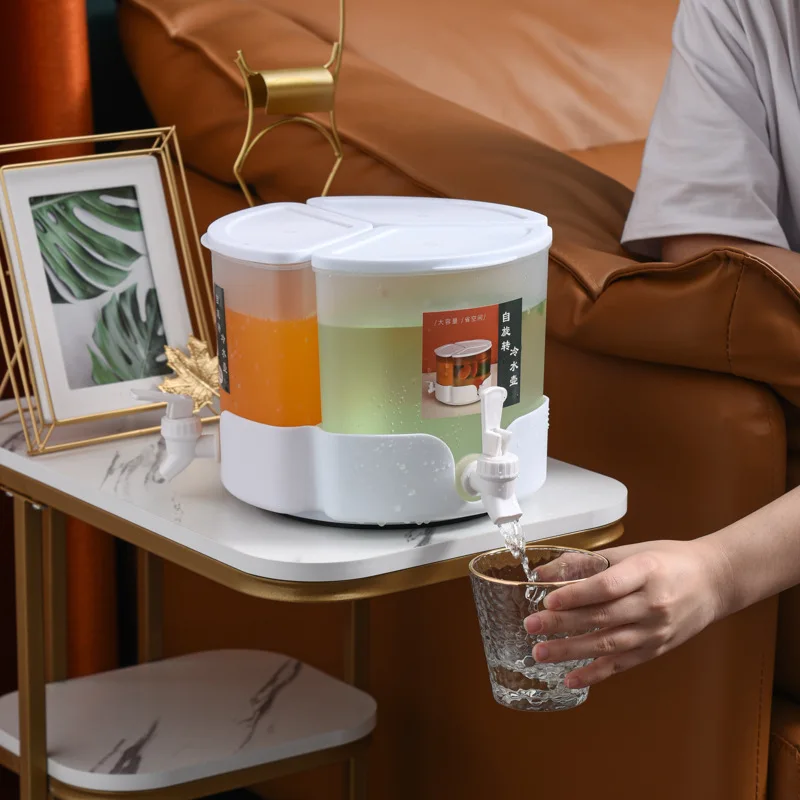 

5.2L Rotary Cooling Kettle with Faucet Refrigerator Large-capacity Fruit Teapot Three-Grid Rotating Cold Kettle